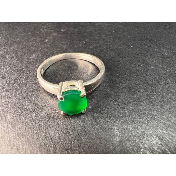 Green onyx sterling silver solitaire ring size 9 - Picture 1 of 15